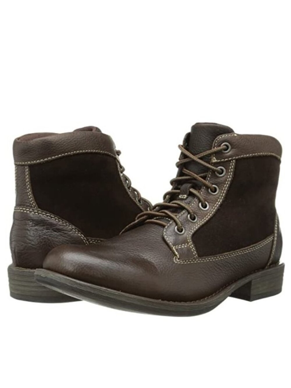 EUC Mens Tumbled Leather and Suede Casual Lace up Boots Dark Brown size 11 Comfy